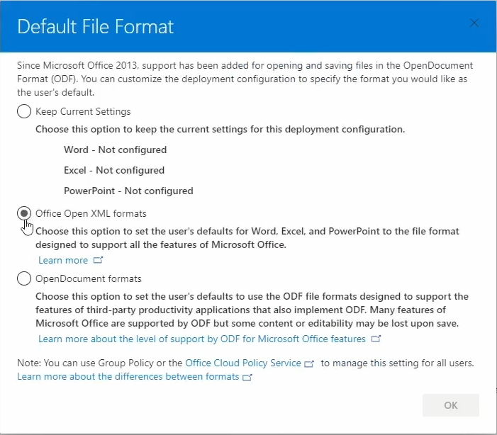 Select "XML Format