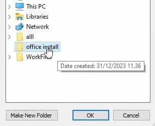 selecting your "Office Install" folder